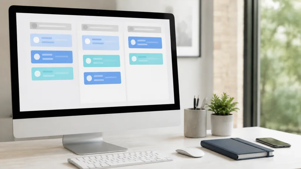 Customer lead follow-up workflow displayed on a desktop monitor